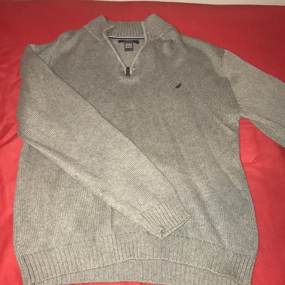 Nautica Gray Quarter-Zip Pullover Sweater